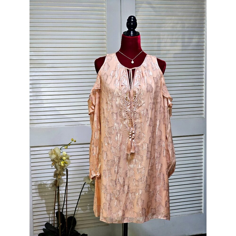 NWT Lilly Pulitzer Womens Metallic Sandstone Silk Marlyse Shift Dress Sz S 2786